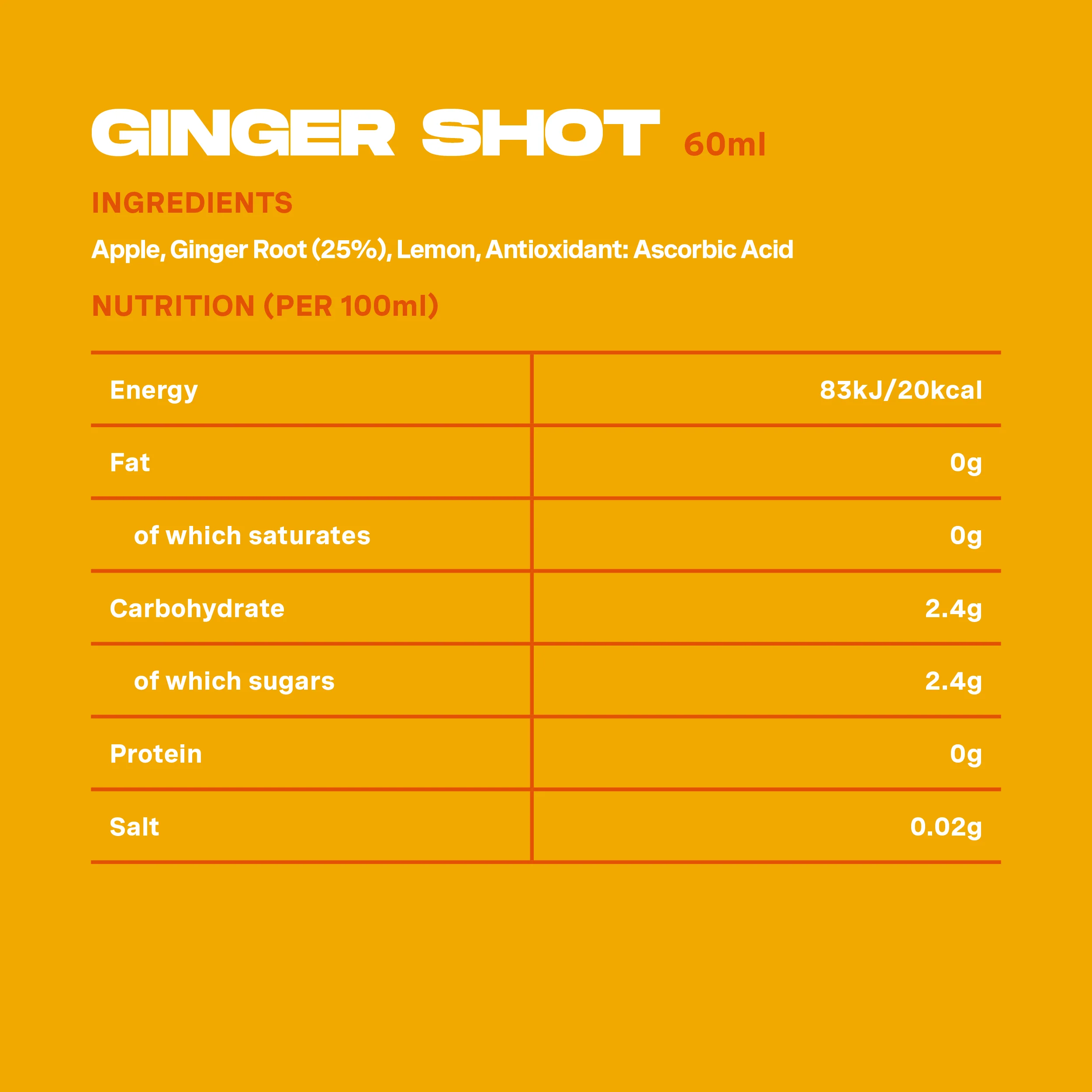 Ginger Shots 12x60ml - Image 2